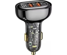 USAMS automobilinis įkroviklis 2xUSB+1xUSB-C 80W Fast Charge juodos spalvos CC159CC01 (US-CC159)