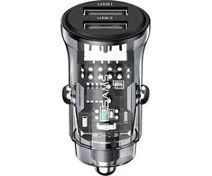 USAMS automobilinis įkroviklis C31 3A 2xUSB-A Fast Charge juodos spalvos CC162CC01(US-CC162)