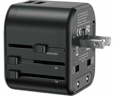 USAMS laidinis įkroviklis 2xUSB T55 12W 4in1 US/AU/EU/UK juodos spalvos CC173TC01 (US-CC173) Univesal Travel Charger