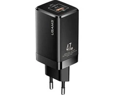 USAMS Tinklo įkroviklis T41 USB-C+USB GaN 47W PD+QC (only head) Fast Charging juodos spalvos CC137TC01 (US-CC137)