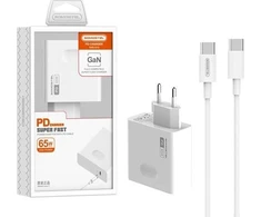 Somostel 65W GAN + kabelis Typ-C do Typ-C balta