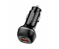 Car charger VEGER USB A + USB C QC PD 51W CC62-1A1C juodas