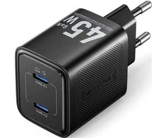 Vention 45W PD - GaN technologijos įkroviklis, 2x USB-C (juodas)
