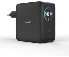 Kelioninis įkroviklis X-ONE ChargeGo GaN su LCD ekranu 100W 2x USB C - juodas