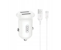 XO CC67 automobilinis įkroviklis 2xUSB 12W + C tipo laidas