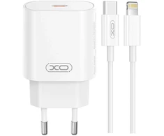 XO laidinis įkroviklis CE25 PD 25W 1x USB-C baltos spalvos + kabelis USB-C - Lightning