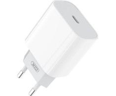 XO L77 sieninis įkroviklis, USB-C + USB-C prie Lightning kabelis (baltas)