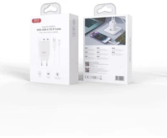 Įkroviklis XO Sieciowa 2x USB 2,4A balta + kabelis Lightning (CE55)