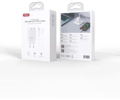 Įkroviklis XO Sieciowa 2x USB 2,4A balta + kabelis USB-C (CE55)