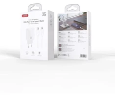 Įkroviklis XO Sieciowa PD 30W 1x USB-C balta + kabelis USB-C - USB-C (CE53)