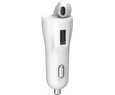 Įkroviklis XO XO Automobilinis įkroviklis „Bluetooth“ ausinės CB1 baltas 1USB 18W