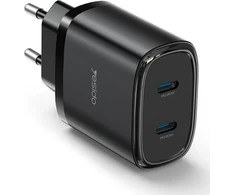 Įkroviklis Yesido Ład. sieć. YC54 PD 20W QC 2xUSB-C + Kabelis 27W C/iP 1m, Juodas / JUODA