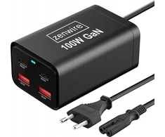 Įkroviklis Zenwire Maitinimo šaltinis 100 W GaN III Cube AC kabelis 2x USB-C 65 W 2x USB-A Zenwire YMS-608