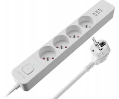 Ilgintuvas Defender SFS 133 1,5 m, 4 lizdai, 3x USB, baltas