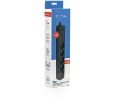 Ilgintuvas Montis Viršįtampių apsauga, juodas, 5 lizdų, 5 m MT187-BK-5