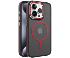 Dėklas „iLike Apple iPhone 15 Pro Max“ galinis dangtelis su dvigubu metaliniu rėmeliu ir „MagSafe“ dėklu Raudona (prekės kodas: ILIAPP15PMMMGR)