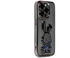 iLike Tylny pokrowiec Apple iPhone 14 Pro Max Silikoninis dėklas Print Desire Rabbit Juodas ILIAPP14PMPDRB