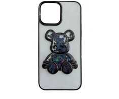 iLike Tylny pokrowiec Apple iPhone 15 Silikoninis dėklas Print Desire Bear Juodas ILIAPP15PDBB
