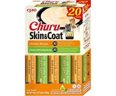 INABA CAT CHURU SKIN &amp; COAT CHICKEN kačių skanėstas 20 x 14 g (280 g)