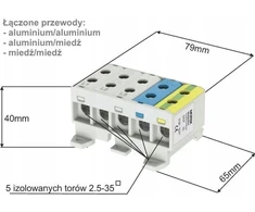Incobex Penkių polių gnybtų juostelė ZGX 5x35 mm2 (3P+N+PE) ENE-00390