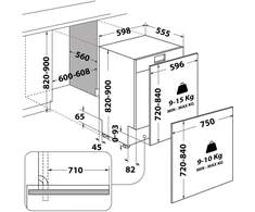 Whirlpool Indaplovė | WH8IC15B4M6LHC0 | Built-in | Plotis 60 cm | Number of place settings 15 | Number of programs 10 | Energy efficiency class C | Ekranas | Juodas