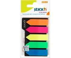Stick N Find Plastikiniai žymekliai Stick´N 21143, 42x12mm, strėlytės formos, 5 ryškios spalvos po 25vnt.,blisteryje