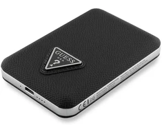 Indukcinis išorinis akumuliatorius Guess, grūdėtas trikampis, 5000mAh, 15W, USB-C, MagSafe, juodas