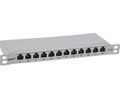 InLine® 10 colių skydelis Cat.6A 0,5U 12 prievadų, su apsauga nuo dulkių, pilkas