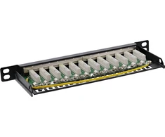 InLine® 10'' pach panel Cat.6A 0.5U 12 prievadų, juodas RAL9005