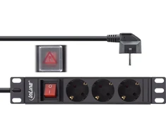 InLine® 10'' PDU, 3 lizdų apsauginis kištukinis blokas, su jungikliu, 2 m, juodas