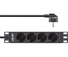 InLine® 10'' PDU, 4 lizdų apsauginis skirstytuvas, be jungiklio, 2 m, juodas