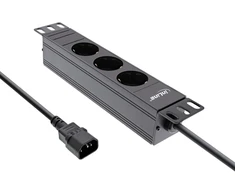 InLine® 10'' lizdų blokas, 3 lizdų su apsauginiu kontaktu, C14 jungtis, be jungiklio