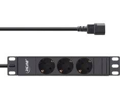 InLine® 10'' lizdų blokas, 3 lizdų su apsauginiu kontaktu, C14 jungtis, be jungiklio