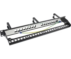 InLine® 16 krypčių pataisų skydelis, Keystone tuščias skydelis su 3 laikikliais, 19 colių 1U juodas