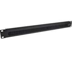 InLine® 19" cable entry plate with brush, 1U, RAL 9005 juodas