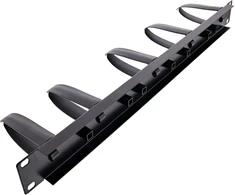InLine® 19" cable management panel, 9 plastikas brackets removable, RAL 9005, juodas
