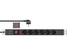 InLine 19'' socket strip, 6-way protective contact, with switch, 2m, juodas