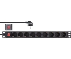 InLine 19'' Socket strip, 9-way protective contact, with switch, 2m, juodas