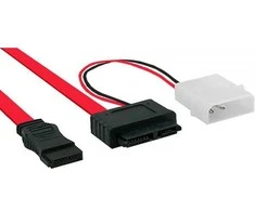 InLine SATA - SATA Slimline + Molex, 0,4m, Raudona (29608)