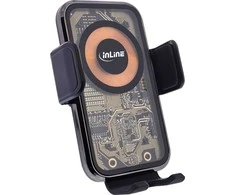 „InLine®“ automobilinis išmaniojo telefono laikiklis, ONE TOUCH QI 2, universalus, belaidis įkroviklis