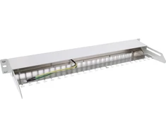 InLine® Tuščias pachpanelis su ištraukiamu 19'' 24 prievadų 1U šviesiai pilkas RAL7035
