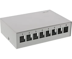 „InLine®“ darbalaukio konsolidavimo taškų dėžutė, 8 vnt. „Keystone“ RJ45, metalinė, šviesiai pilka RAL7035