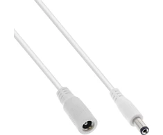 InLine® DC extension cable, DC plug male/female 5.5x2.5mm, AWG 18, baltas, 3m