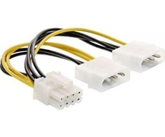 Inline Molex x2 – PCIE 8 kontaktų, 0,15 m, Geltona (26628C)