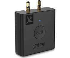 „InLine ®“ lėktuvo „Bluetooth“ garso siųstuvas, BT 5.0, aptX HD/LL, skrydžio adapteris su įkrovimo dėklu