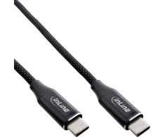 InLine® Magnetic USB-C cable, USB-C male/male, 100W, juodas, 1.5m