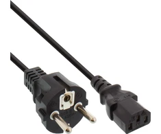 „InLine“ maitinimo kabelis, 40 vnt. pakuotė, „Bulk-Pack ®“ maitinimo kabelis, vokiškas, 3 kontaktų, IEC C13, H05VV-F, 3x0,75 mm², juodas, 1,5 m