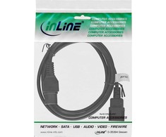 „InLine®“ maitinimo kabelio prailginimas, karšto naudojimo jungtis IEC-C15 tiesus į IEC-C14 tiesus, 5 m, juodas