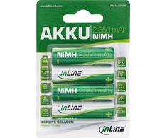 InLine® NiMH įkraunama baterija, Mignon (AA), 2350mAh, 4vnt. pakuotė