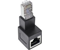 InLine® pataisymo laido adapteris Cat.6A, RJ45 kištukas / lizdas, 90° kampu žemyn